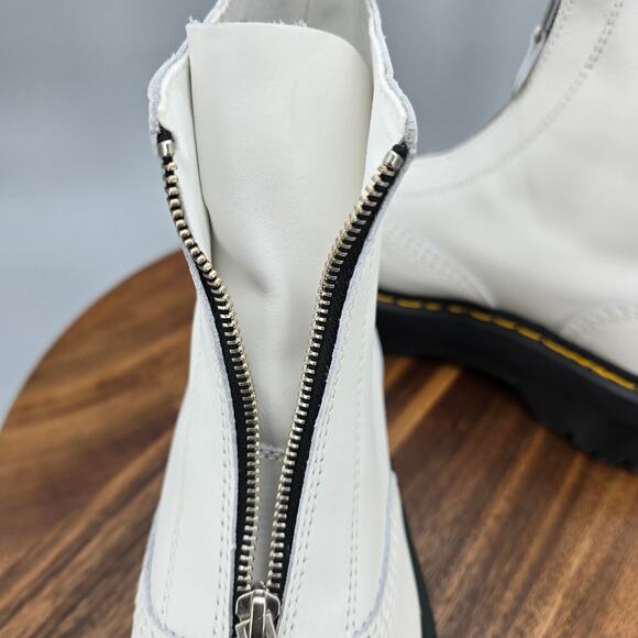 Dr Martens Jetta Boots Women's 8 White Leather Front Zip Platform Ankle - Picture 8 of 12